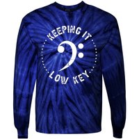 Retro Bass Clef Music Keeping It Low Key Musician Humor Tie-Dye Long Sleeve Shirt