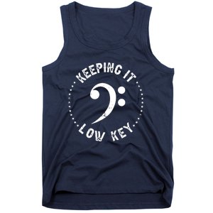 Retro Bass Clef Music Keeping It Low Key Musician Humor Tank Top