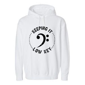 Retro Bass Clef Music Keeping It Low Key Musician Humor Garment-Dyed Fleece Hoodie