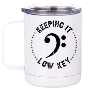 Retro Bass Clef Music Keeping It Low Key Musician Humor 12 oz Stainless Steel Tumbler Cup