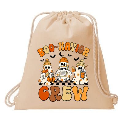 Retro Boohavior Crew Behavior Analyst Halloween Aba Rbt Drawstring Bag