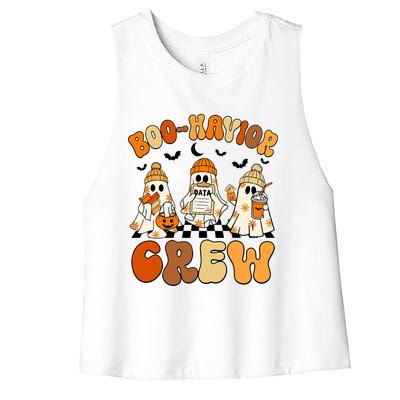 Retro Boohavior Crew Behavior Analyst Halloween Aba Rbt Women's Racerback Cropped Tank