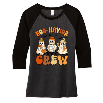 Retro Boohavior Crew Behavior Analyst Halloween Aba Rbt Women's Tri-Blend 3/4-Sleeve Raglan Shirt