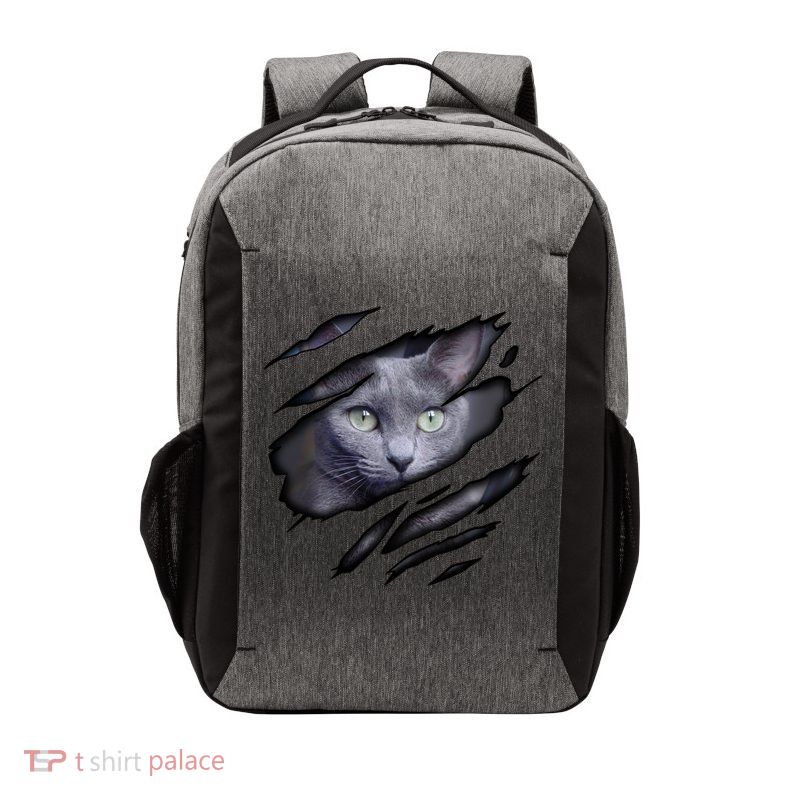 Russian Blue Cat In Me Design Catdesign Purebred Cat Gift Vector Backpack