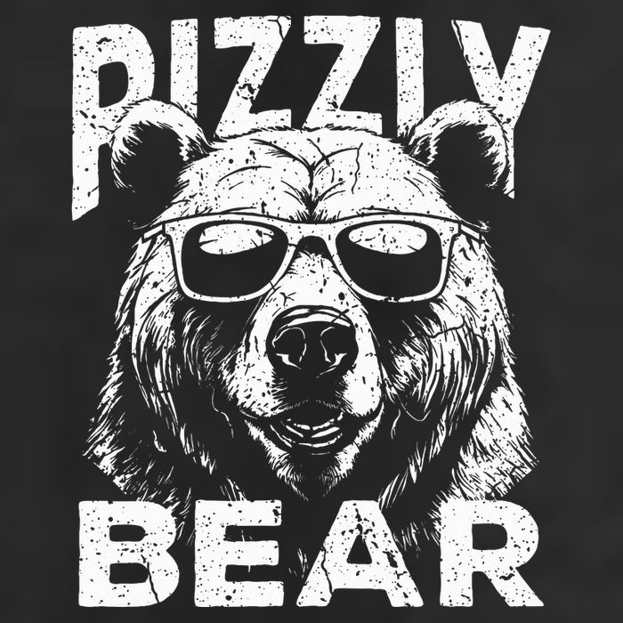 Rizzly Bear Cool Bear Wearing Sunglasses Rizz 7 Panel Mesh Trucker Snapback Hat