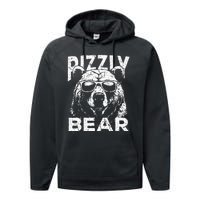 Rizzly Bear Cool Bear Wearing Sunglasses Rizz Performance Fleece Hoodie