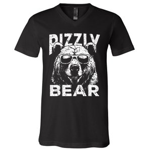 Rizzly Bear Cool Bear Wearing Sunglasses Rizz V-Neck T-Shirt