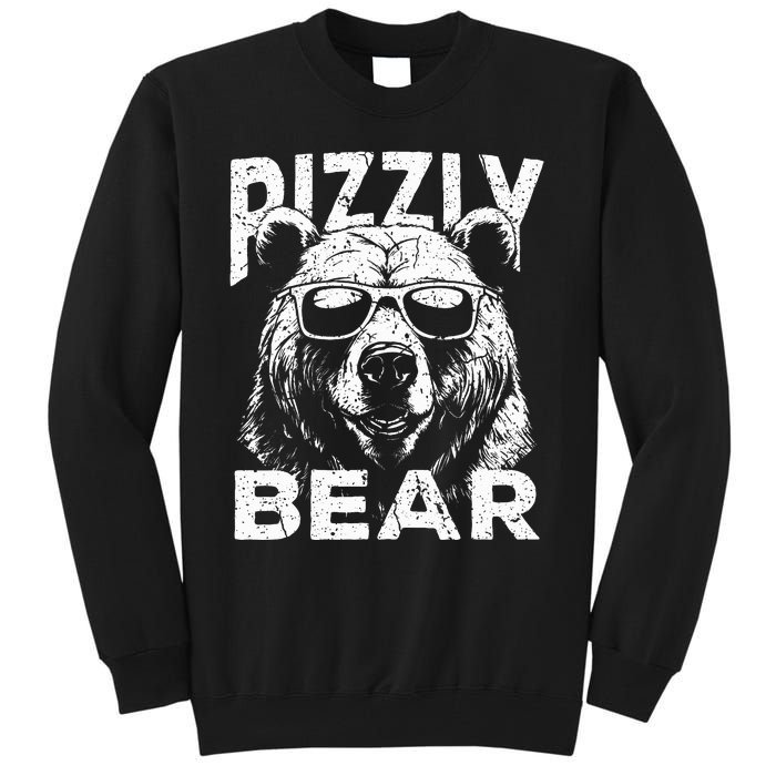 Rizzly Bear Cool Bear Wearing Sunglasses Rizz Tall Sweatshirt