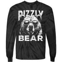 Rizzly Bear Cool Bear Wearing Sunglasses Rizz Tie-Dye Long Sleeve Shirt