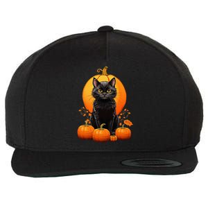 Retro Black Cat Halloween Pumpkin Costume Wool Snapback Cap