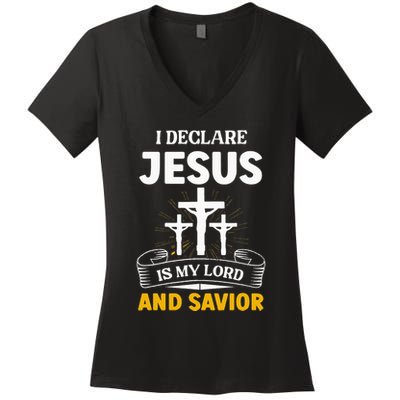 Religious Bible Church Jesus Is My Lord And Savior Women's V-Neck T-Shirt