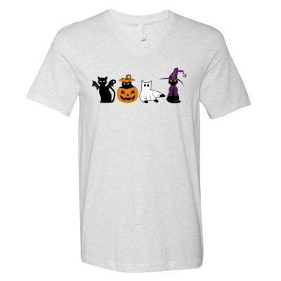 Retro Black Cat Halloween Pumpkin Costume V-Neck T-Shirt