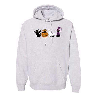 Retro Black Cat Halloween Pumpkin Costume Premium Hoodie