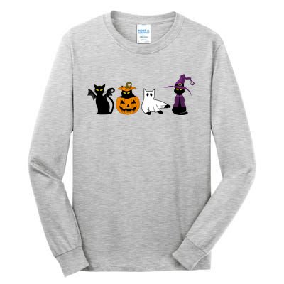 Retro Black Cat Halloween Pumpkin Costume Tall Long Sleeve T-Shirt