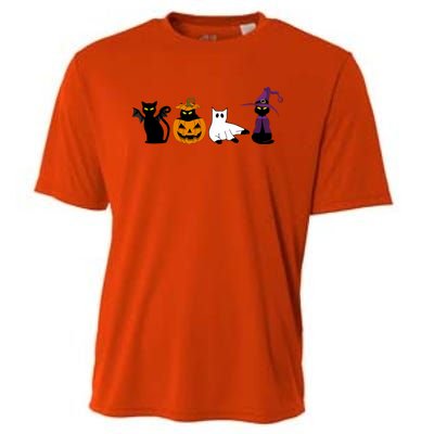 Retro Black Cat Halloween Pumpkin Costume Cooling Performance Crew T-Shirt