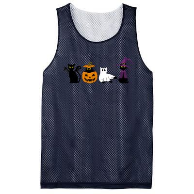 Retro Black Cat Halloween Pumpkin Costume Mesh Reversible Basketball Jersey Tank