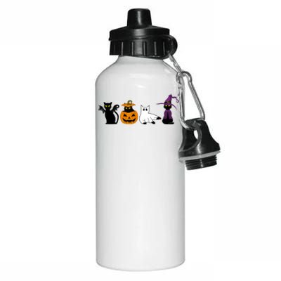 Retro Black Cat Halloween Pumpkin Costume Aluminum Water Bottle 