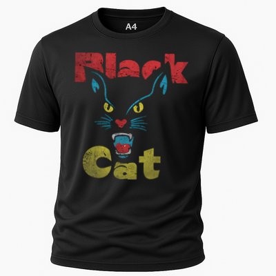 Retro Black Cat Retro Fireworks Vintage Halloween 70s Performance Shirt