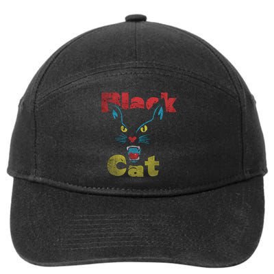 Retro Black Cat Retro Fireworks Vintage Halloween 70s 7-Panel Snapback Hat