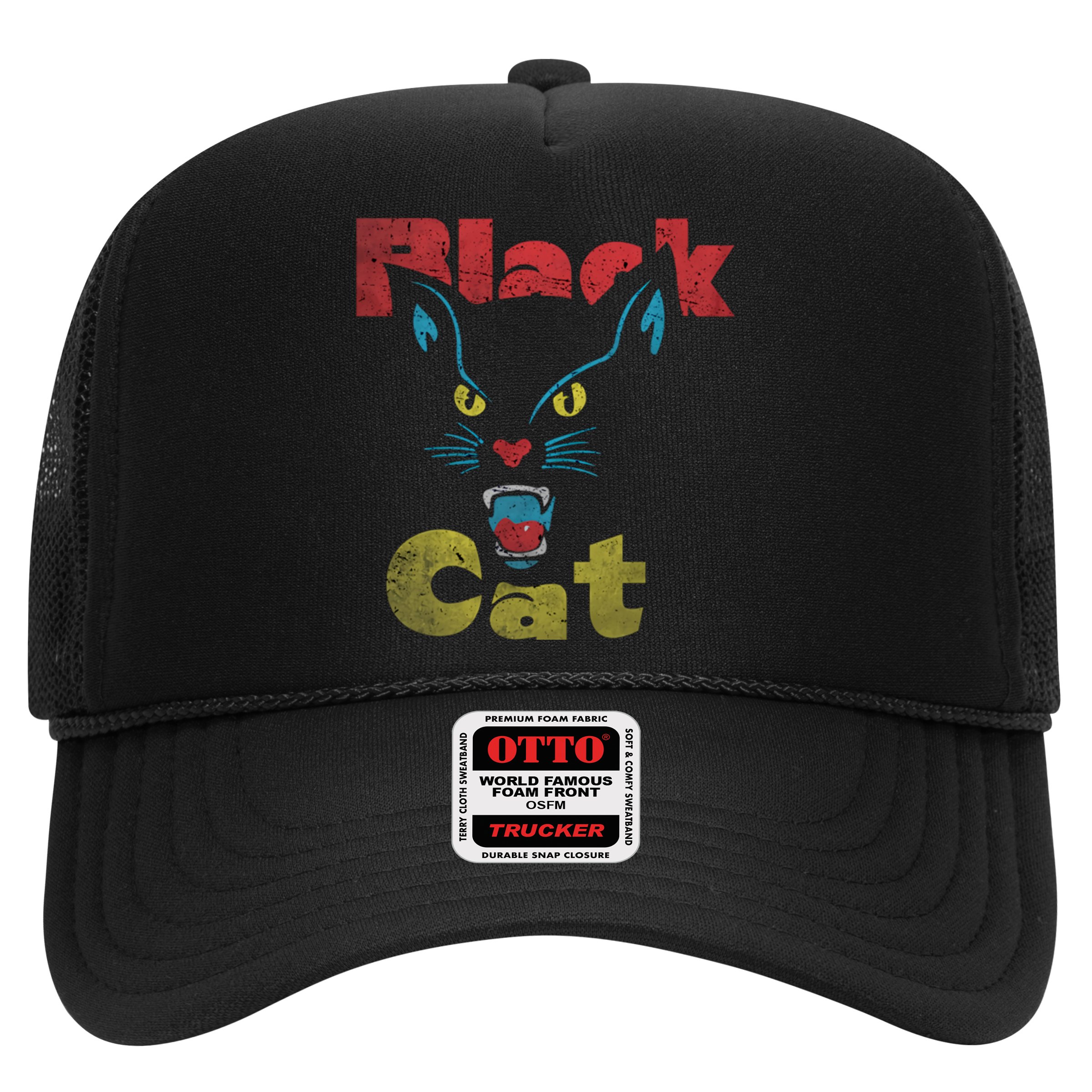 Retro Black Cat Retro Fireworks Vintage Halloween 70s Hat