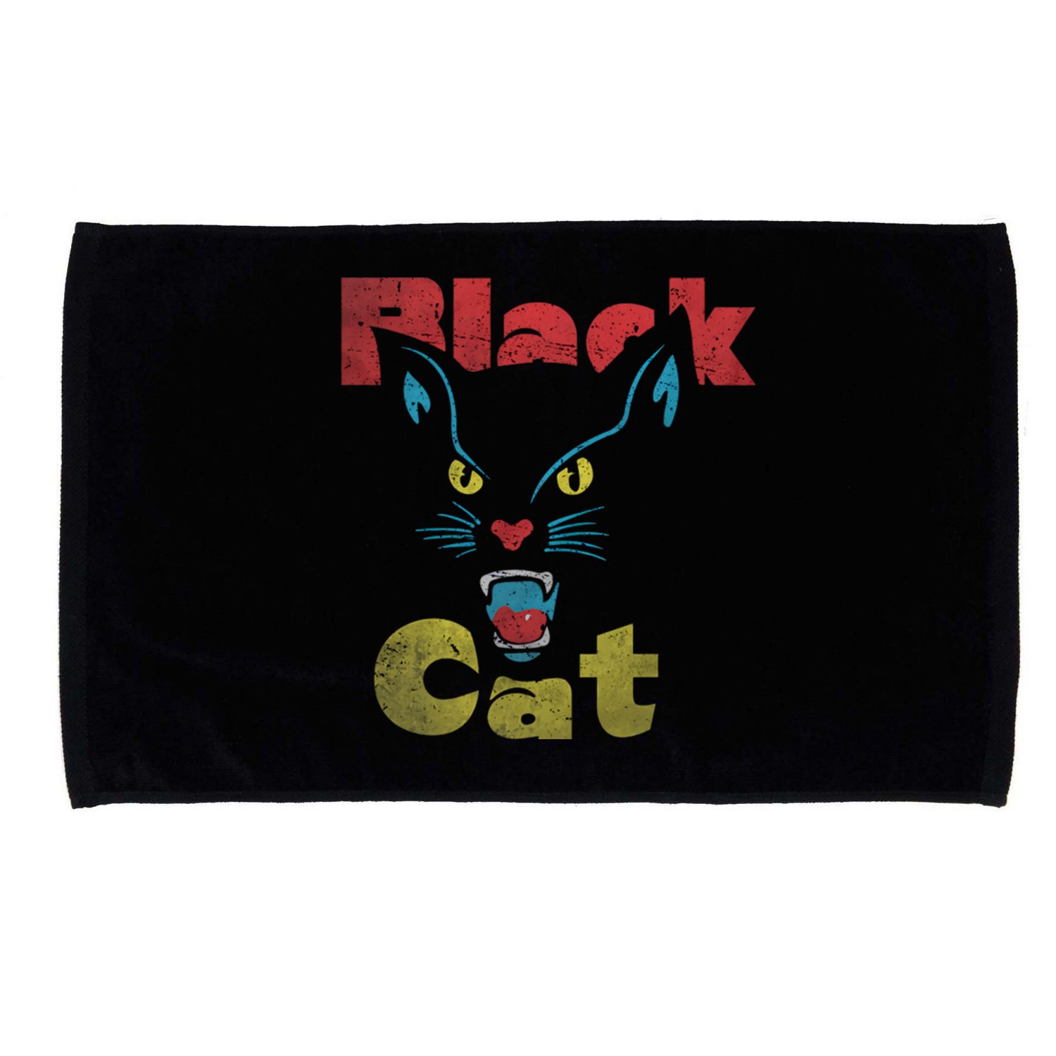 Retro Black Cat Retro Fireworks Vintage Halloween 70s Microfiber Hand Towel