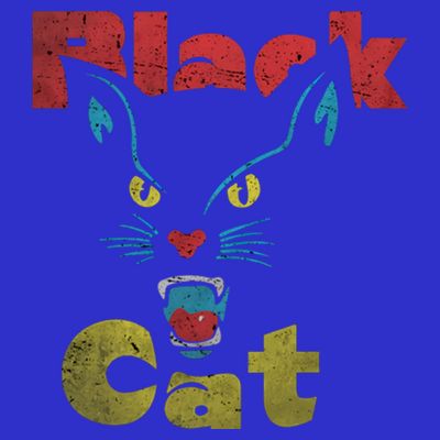 Retro Black Cat Retro Fireworks Vintage Halloween 70s T-Shirt