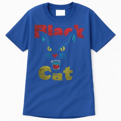 Retro Black Cat Retro Fireworks Vintage Halloween 70s Tall T-Shirt