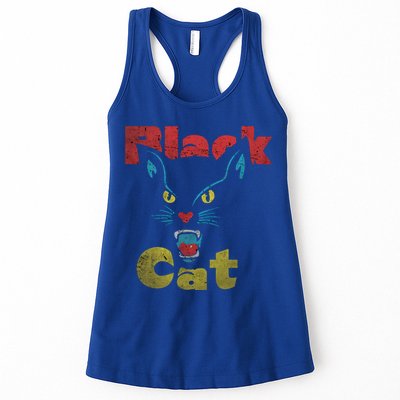Retro Black Cat Retro Fireworks Vintage Halloween 70s Womens Tank Top