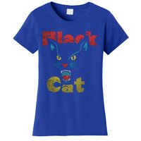 Retro Black Cat Retro Fireworks Vintage Halloween 70s Women's T-Shirt