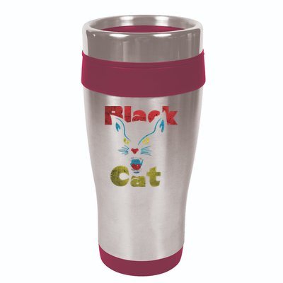 Retro Black Cat Retro Fireworks Vintage Halloween 70s 16oz Travel Tumbler