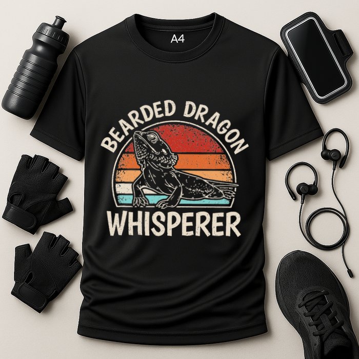 Retro Bearded Dragon Whisperer Funny Reptile Lizard Performance Shirt