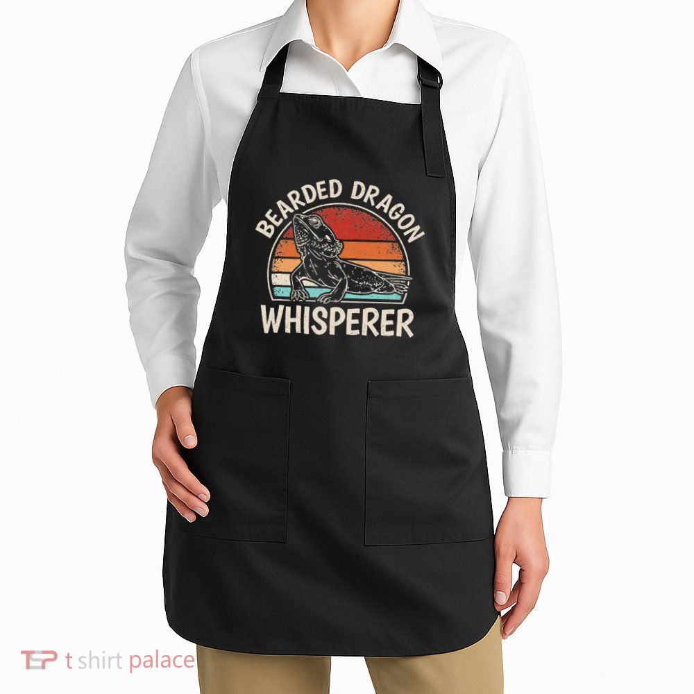 Retro Bearded Dragon Whisperer Funny Reptile Lizard Apron