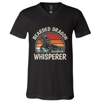 Retro Bearded Dragon Whisperer Funny Reptile Lizard V-Neck T-Shirt