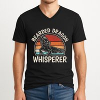 Retro Bearded Dragon Whisperer Funny Reptile Lizard V-Neck T-Shirt