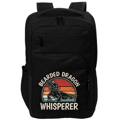 Retro Bearded Dragon Whisperer Funny Reptile Lizard Impact Tech Backpack