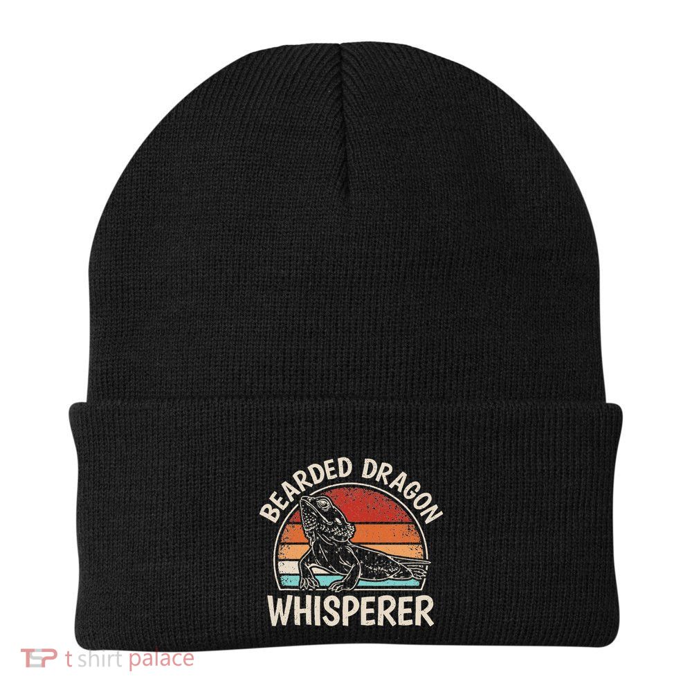 Retro Bearded Dragon Whisperer Funny Reptile Lizard Beanie