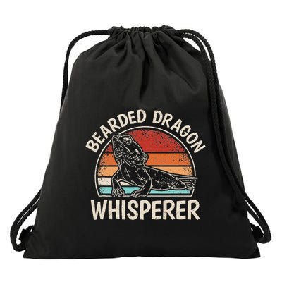Retro Bearded Dragon Whisperer Funny Reptile Lizard Drawstring Bag