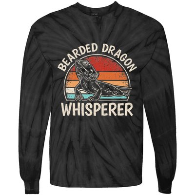 Retro Bearded Dragon Whisperer Funny Reptile Lizard Tie-Dye Long Sleeve Shirt