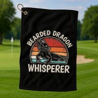 Retro Bearded Dragon Whisperer Funny Reptile Lizard Golf Towel