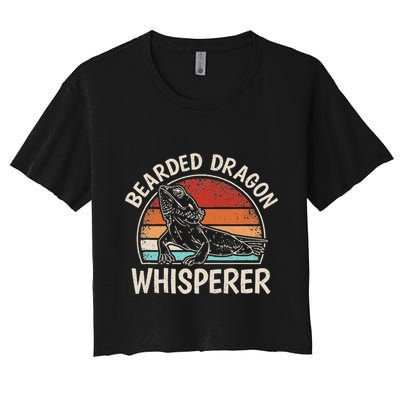 Retro Bearded Dragon Whisperer Funny Reptile Lizard Crop Top