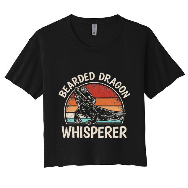 Retro Bearded Dragon Whisperer Funny Reptile Lizard Crop Top