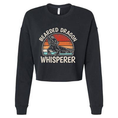 Retro Bearded Dragon Whisperer Funny Reptile Lizard Cropped Pullover Crew