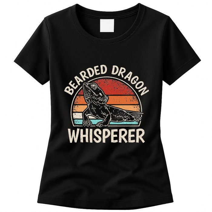 Retro Bearded Dragon Whisperer Funny Reptile Lizard Womens T-Shirt