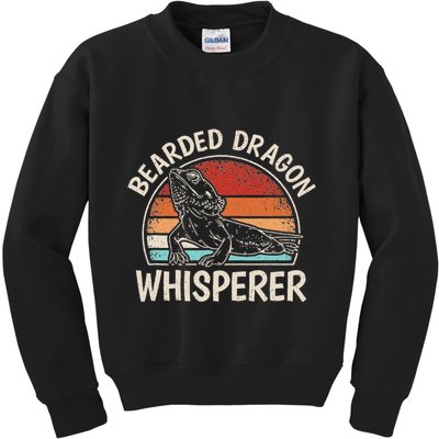 Retro Bearded Dragon Whisperer Funny Reptile Lizard Kids Sweatshirt