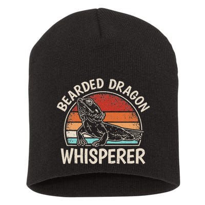 Retro Bearded Dragon Whisperer Funny Reptile Lizard Short Acrylic Beanie
