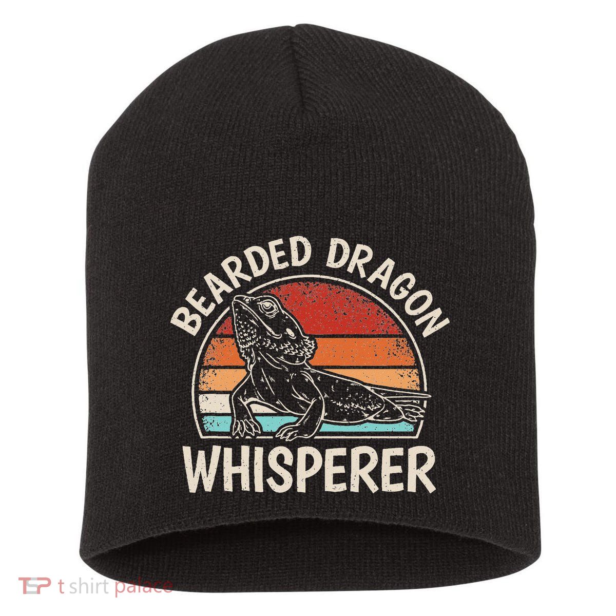Retro Bearded Dragon Whisperer Funny Reptile Lizard Short Acrylic Beanie