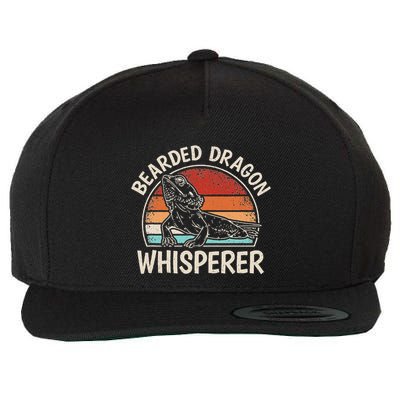 Retro Bearded Dragon Whisperer Funny Reptile Lizard Wool Snapback Cap