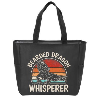 Retro Bearded Dragon Whisperer Funny Reptile Lizard Zip Tote Bag