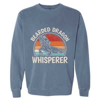 Retro Bearded Dragon Whisperer Funny Reptile Lizard Garment-Dyed Sweatshirt