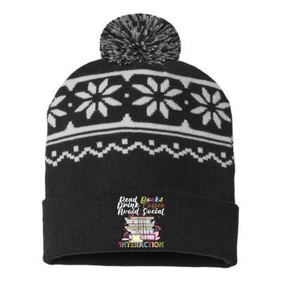 Read Books Drink Coffee Avoid Social Interaction Quote USA-Made Snowflake Beanie